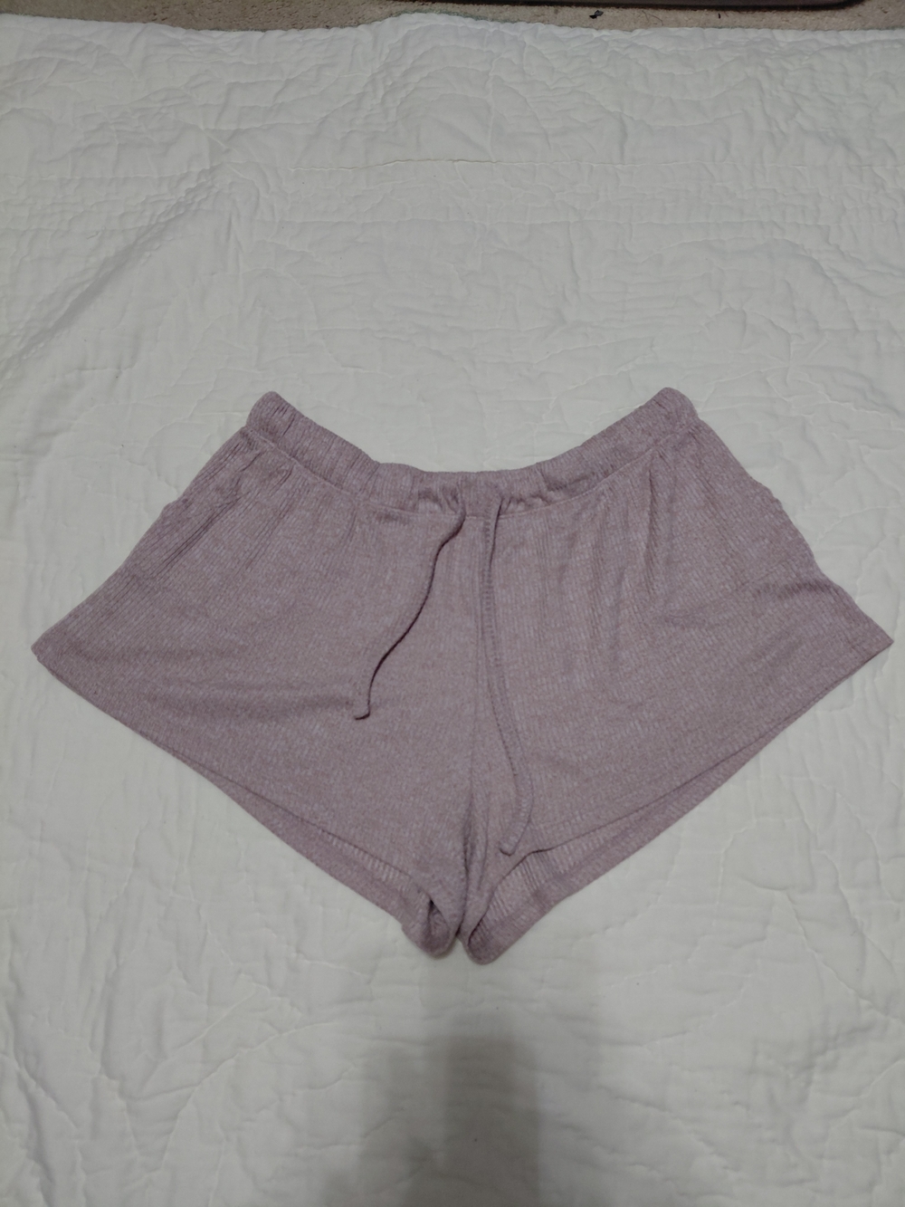 Ribbed Taupe Athletic Lounge Shorts with Drawstring